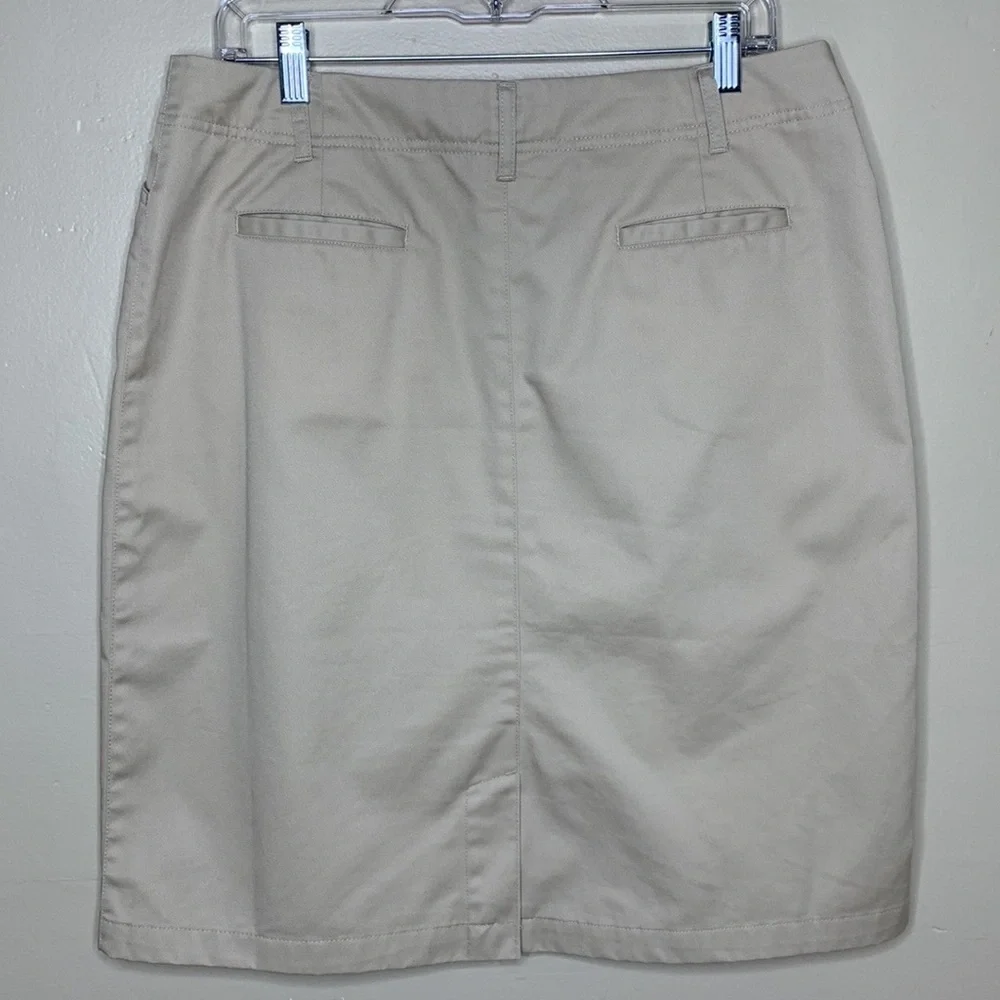 LANDS END Skirt Tan Normcore Cotton Blend Casual Straight Basic Neutral 12P
